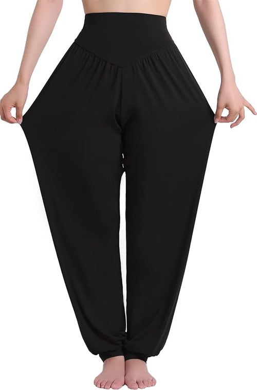 Wide Women's Casual Loose Fabric Trousers, Lightweight, High Waist Thin Autumn Palazzo Trousers with Pocket