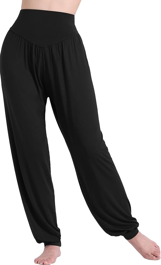 Wide Women's Casual Loose Fabric Trousers, Lightweight, High Waist Thin Autumn Palazzo Trousers with Pocket