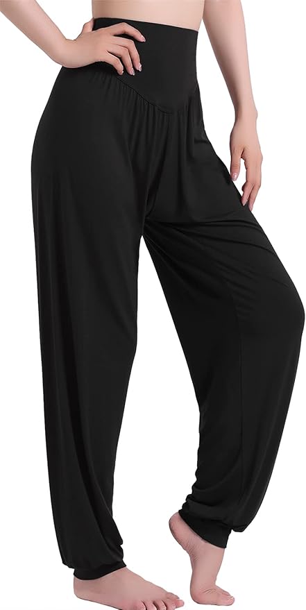 Wide Women's Casual Loose Fabric Trousers, Lightweight, High Waist Thin Autumn Palazzo Trousers with Pocket
